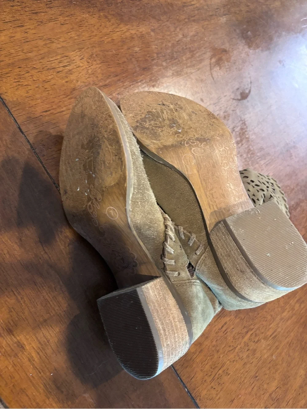 naughty monkey Tan Suede Laser-Cut Ankle Boots Boho Aesthetic